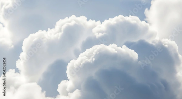 Fototapeta Soft white clouds in a clear blue sky creating a serene atmosphere