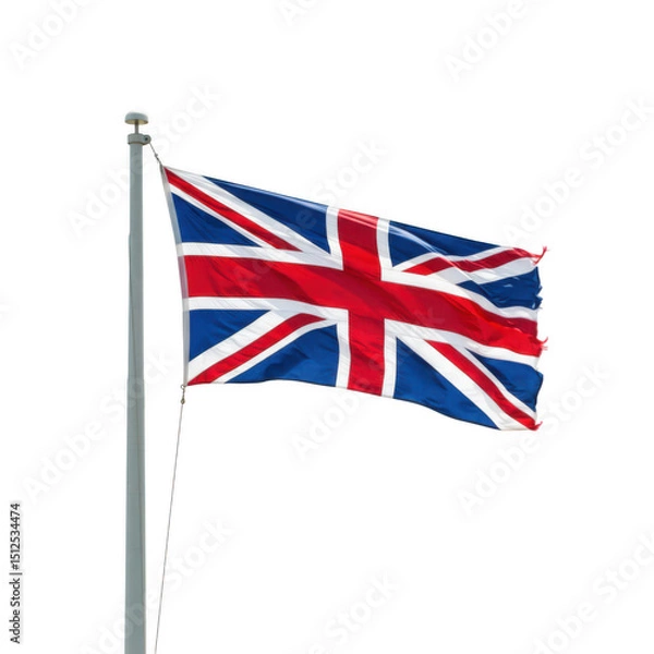 Fototapeta Union jack flag isolated on transparent background for patriotic designs and national event use
