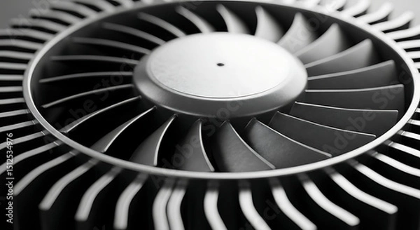 Fototapeta Detailed close-up of an industrial turbine showcasing its intricate design