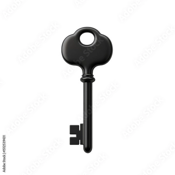 Fototapeta Key silhouette in black showing smooth and simple design against dark plain background