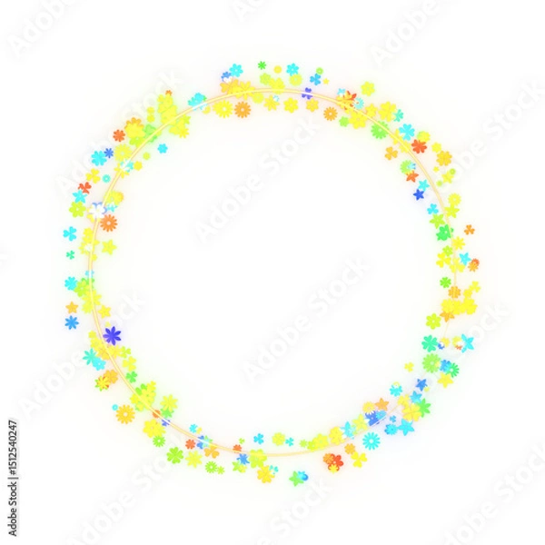Fototapeta Colorful, glittering flowers' wreath. 3d rendering.
