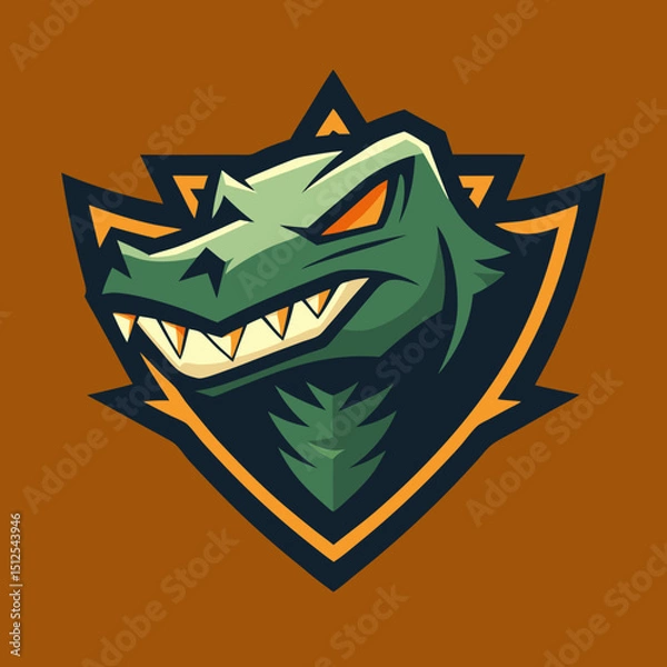 Obraz Strong Crocodile with Jaw Lines vector illustration