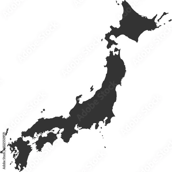 Obraz Silhouette of Japan map illustration isolated on transparent background