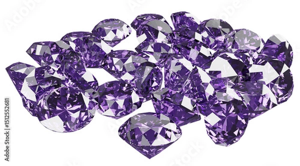 Fototapeta The pile of diamonds Illustration. 3d rendering.	