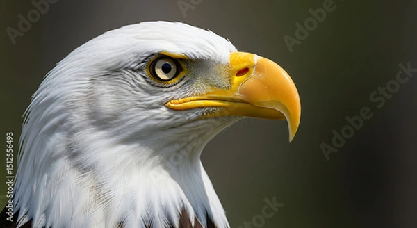 Fototapeta Majestic bald eagle resting in natural habitat with sharp focus on details