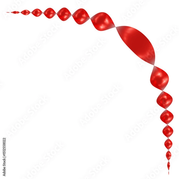 Fototapeta A red ribbon in a curved and spiral shape. 3D rendering.
