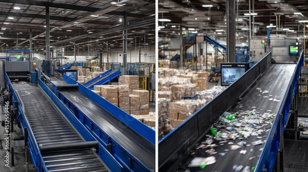 Fototapeta Battery recycling facility with automated sorting lines for lithium, nickel, and cobalt extraction