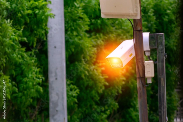 Fototapeta Outdoor Security Camera with Bright Light