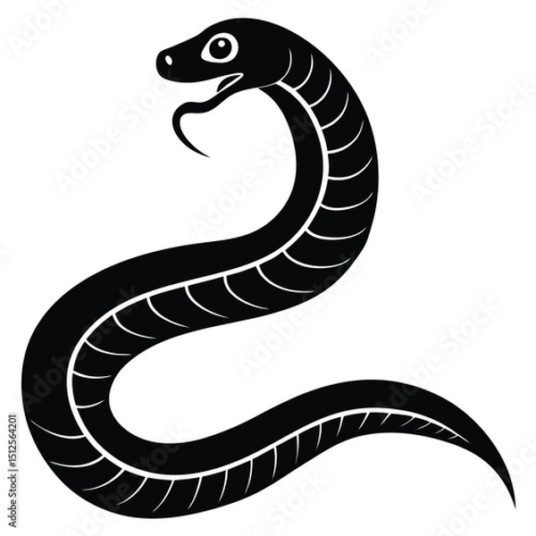 Fototapeta Cobra snake silhouette vector art illustration black, snake graphic icon snake black silhouette isolate vector, Coiled snake silhouette vector illustration of a cartoon of a snake vector illustration.