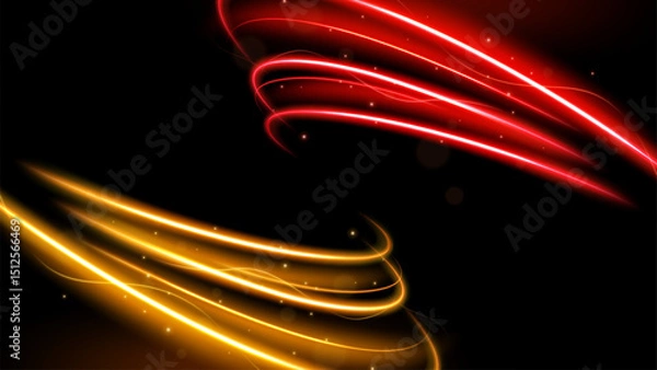Obraz Abstract Twin Wave on Dark Background with Lighting Effect and Sparkle, Vector Illustration