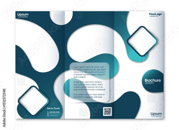 Obraz Business Brochure with Three Folds, Flyer Liquid Concept, Vector Illustration