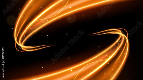 Obraz Abstract Flame Wave on Dark Background with Lighting Effect and Sparkle, Vector Illustration