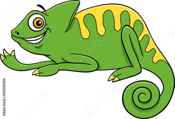 Obraz happy cartoon chameleon reptile animal character