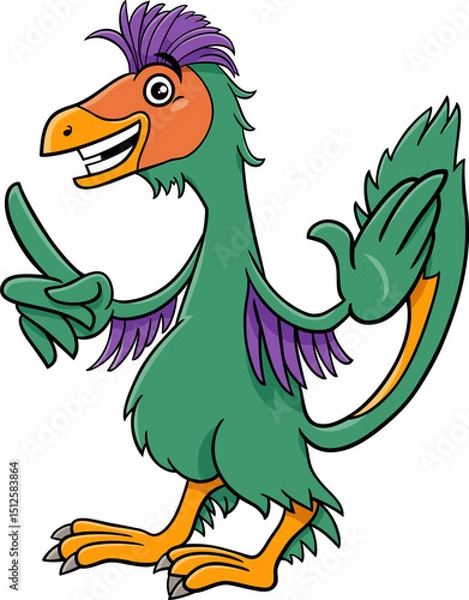 Obraz cartoon Caudipteryx or feathered dinosaur prehistoric character