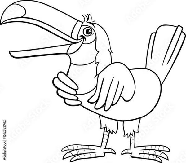 Obraz cartoon toucan bird wild animal character laughing coloring page