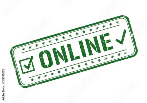 Fototapeta Green validated stamp for web presence and digital confirmation