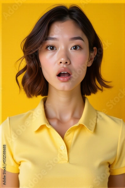 Fototapeta A person with a startled facial expression