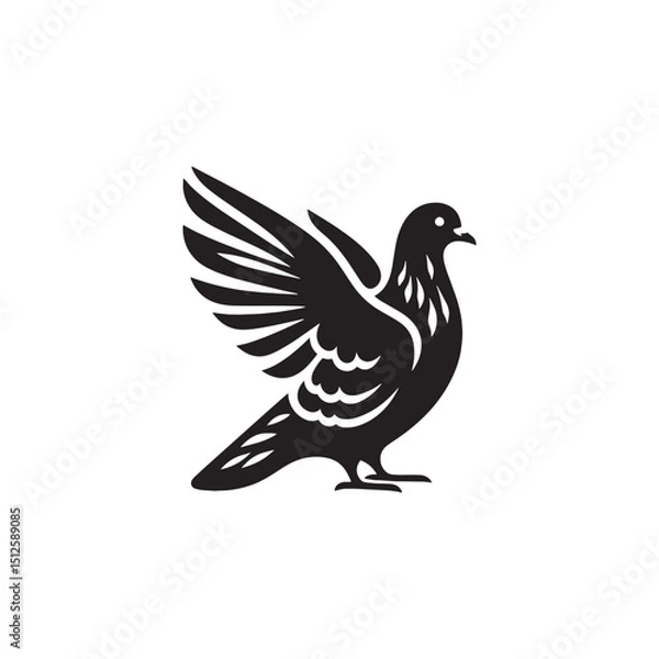 Fototapeta **"Historic Passenger Pigeon Vector Silhouette: Extinct Bird Design Featuring Streamlined Body, Long Tail, and Graceful Flight in Clean, Minimalist Style for Educational Crafts and Digital Art"**
