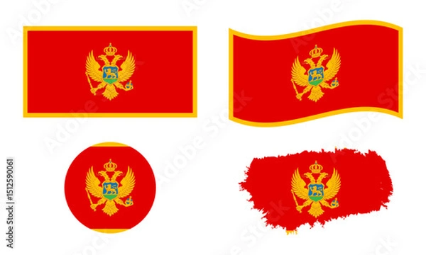 Fototapeta Montenegro flag in different forms