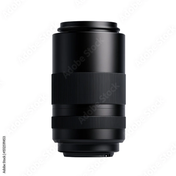 Fototapeta Camera lens with black design and detailed focus adjustment rings visible on the outer casing