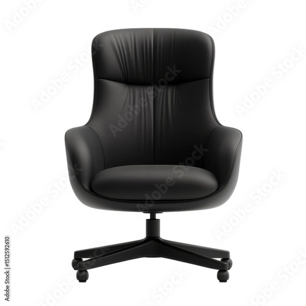 Fototapeta Chair with smooth black upholstery and curved design offers style and comfort for any space