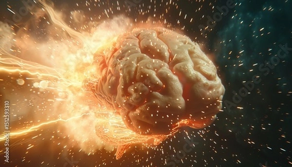 Obraz Futuristic ai entity  a glowing digital brain governing global data streams and communications