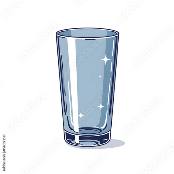Fototapeta empty glass illustration with light reflection on glassware surface isolated on white background
