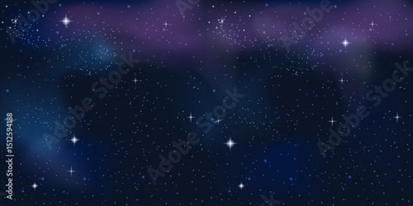 Fototapeta Night sky pattern, cartoon night starry sky background, night sky constellations. Cosmic stars in darkness space, stars and comets.