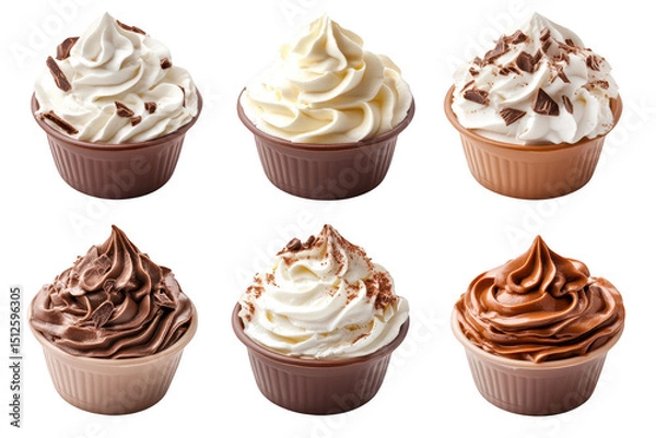 Obraz Collection set of delicious chocolate and vanilla creams isolated on transparent background