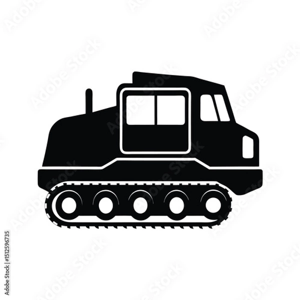Fototapeta Tracked Snowcat Vehicle for Snow Terrain silhouette vector art illustration
