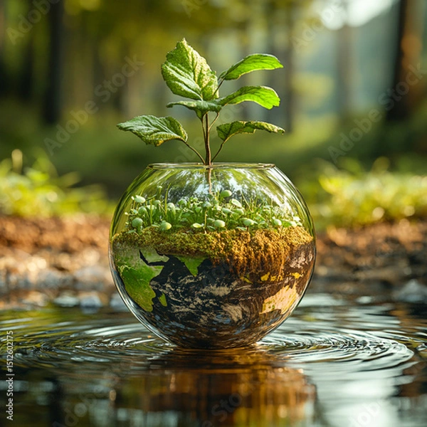 Fototapeta Earth in a Glass Globe A Miniature Ecosystem