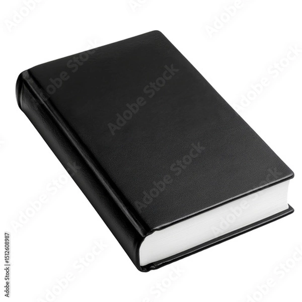 Fototapeta Book with smooth black cover and crisp white pages in neat stack