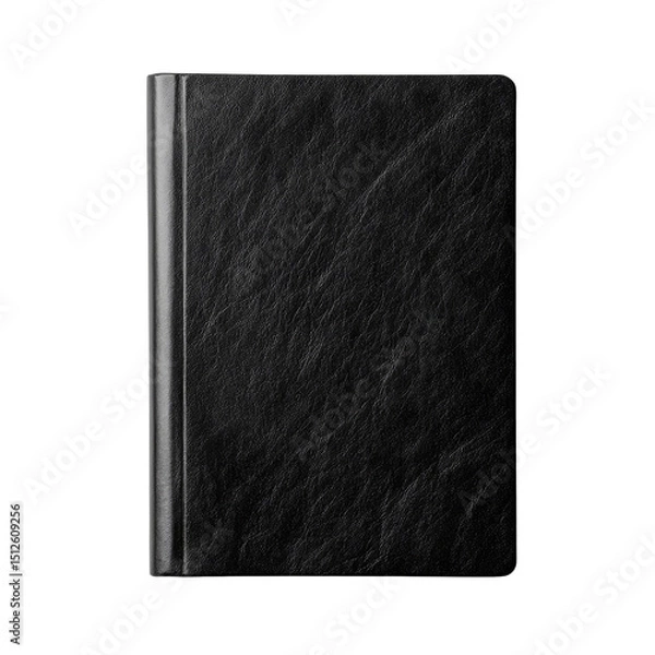 Fototapeta Book with dark leather cover and textured black design for writing or sketching ideas