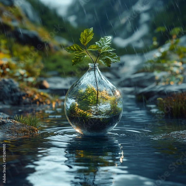 Fototapeta Earth in a Glass Globe A Miniature Ecosystem