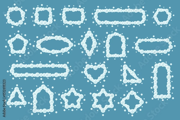 Fototapeta Blue line bubbles frame shapes set. Vector illustration.