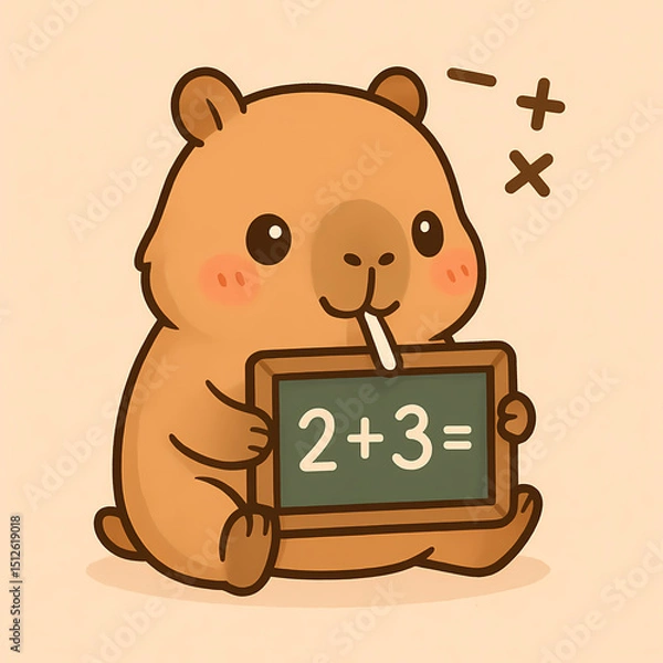 Fototapeta Adorable Capybara Solving Math Equations