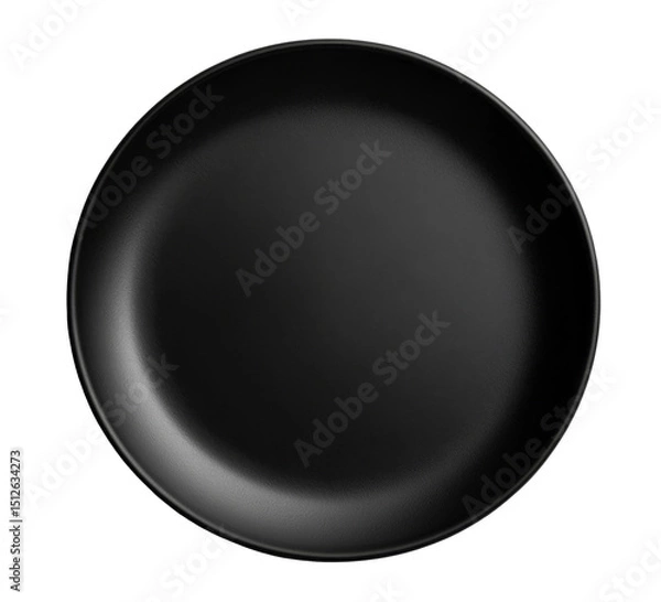Fototapeta Plate with smooth black surface reflecting soft light at the edges highlighting its curvature