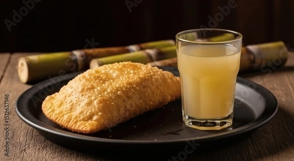 Obraz Brazilian Pastel with Sugarcane Juice