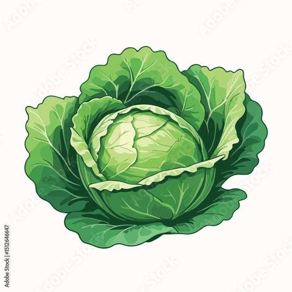 Obraz Flat Green Cabbage Head Vector