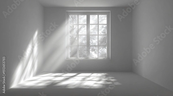 Obraz Light from a window on a white wall isolated