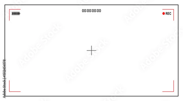 Fototapeta Video camera screen frame background black line white background record shoot template design