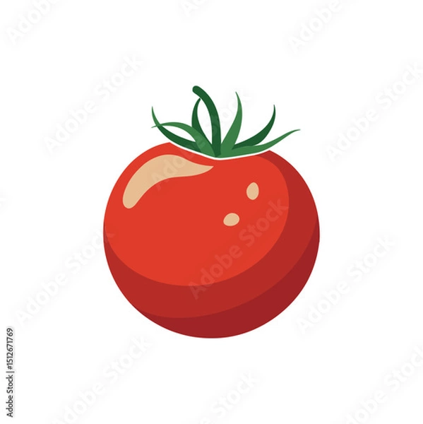 Fototapeta Fresh Red Tomato Whole and Sliced Vector Illustration