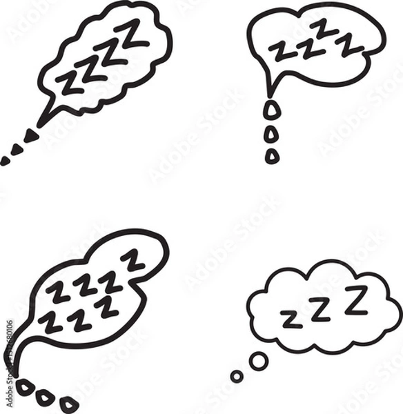Obraz Sleep zzz doodle speech bubble collection.