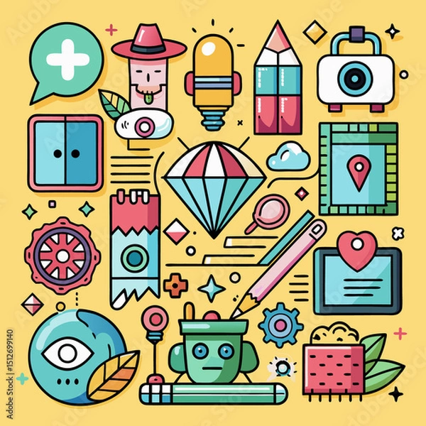 Obraz doodle line elements