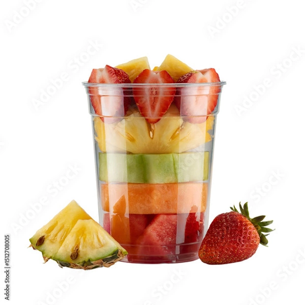Obraz Fresh fruit salad in clear plastic cup