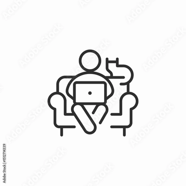 Fototapeta sitting room sofa cat icon sign vector