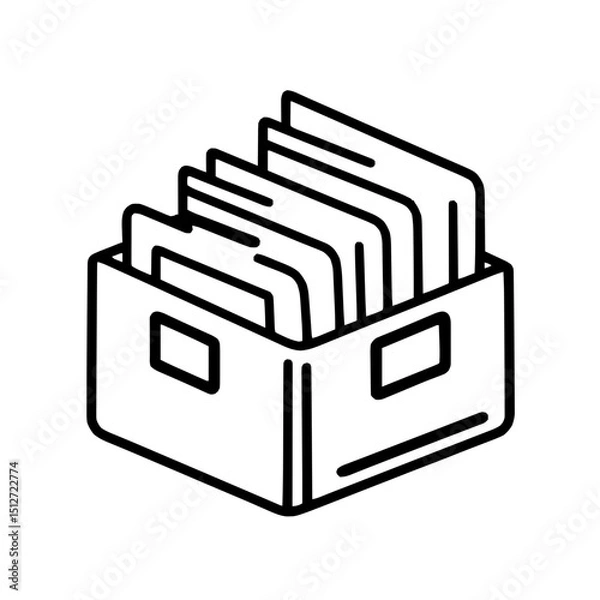 Obraz Minimal line art icon of an archive box with documents, representing file storage or organization