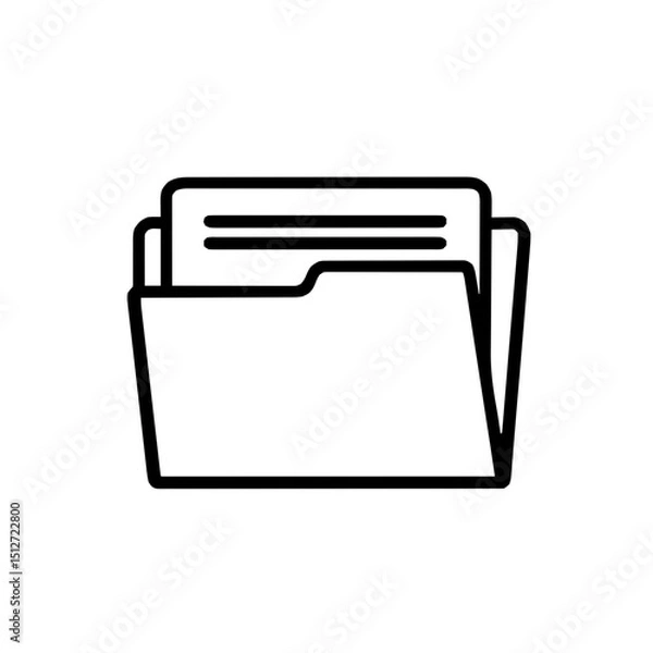 Obraz Minimal black line art icon of a document stored inside a folder for digital storage representation