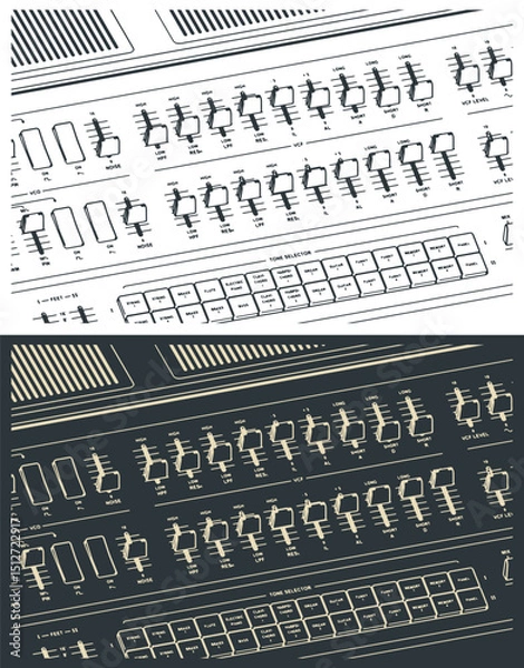 Fototapeta Analog synthesizer close-up