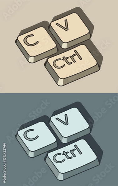 Fototapeta Copy paste keys ironic illustrations